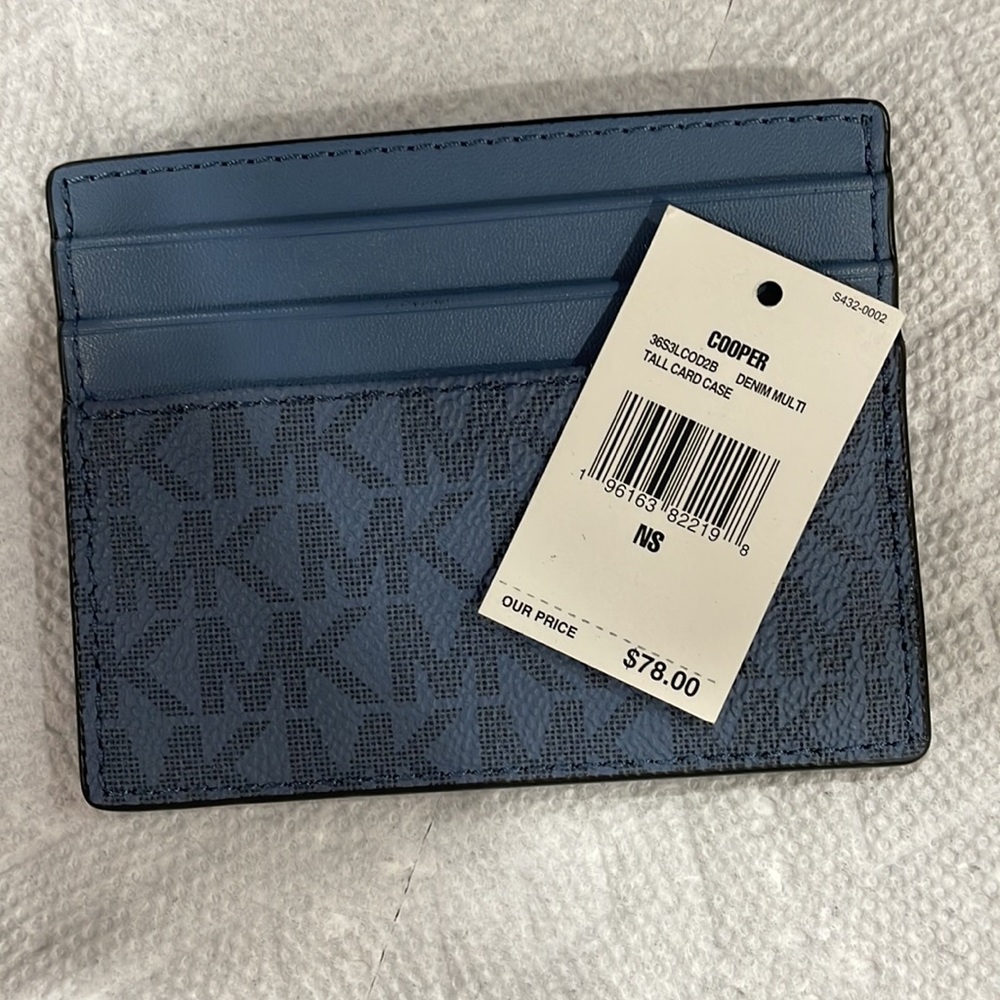 Michael Kors Cooper Graphic Logo Tall Card Case Denim Multi NWT - Picture 4 of 4